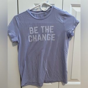 Athleta girl light purple “Be the change” shirt